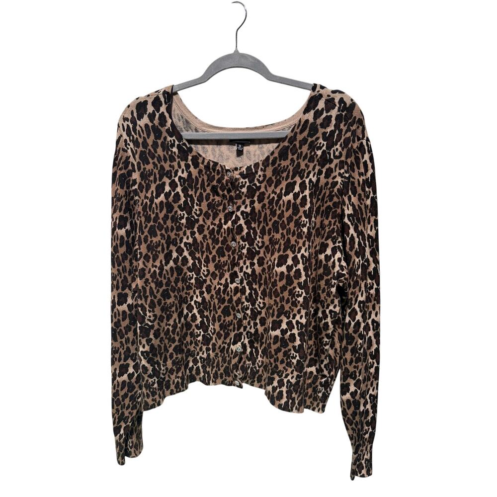Torrid Cardigan Sweater Women's 3 Leopard Print Gem Buttons